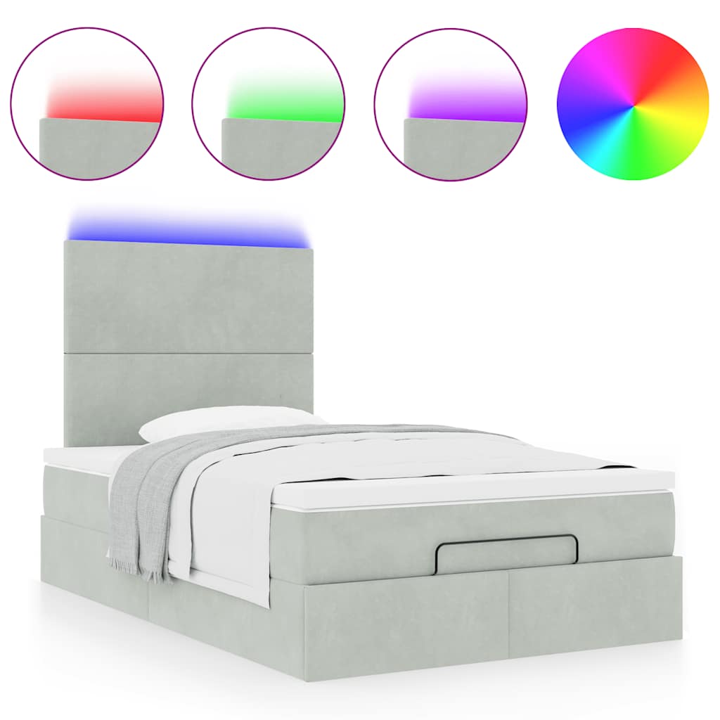 Okvir kreveta s madracima svijetlosivi 120x200cm baršunasti