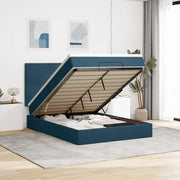 Otomanski krevet s madracima&LED tamnoplavi 140x190cm baršun
