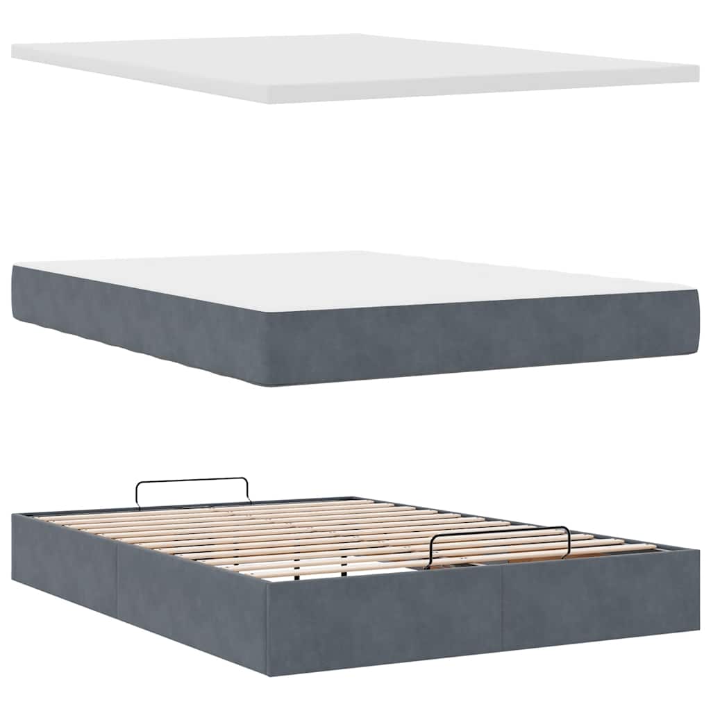 Otomanski krevet s madracima&LED tamnosivi 140x200cm baršunasti