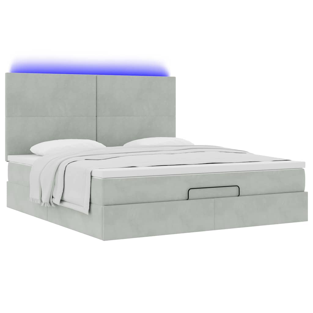 Okvir kreveta s madracima svijetlosivi 160x200cm baršunasti