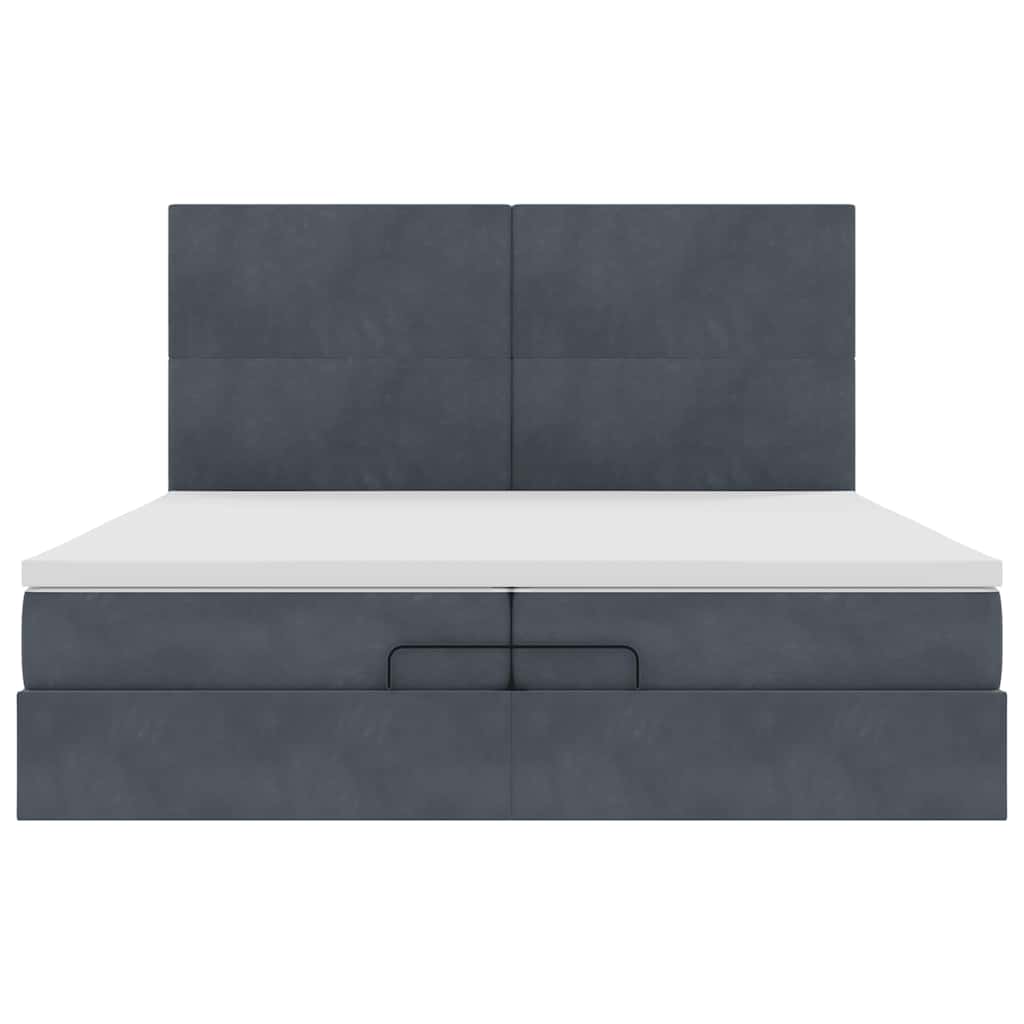 Okvir kreveta s madracima tamnosivi 200x200cm baršunasti