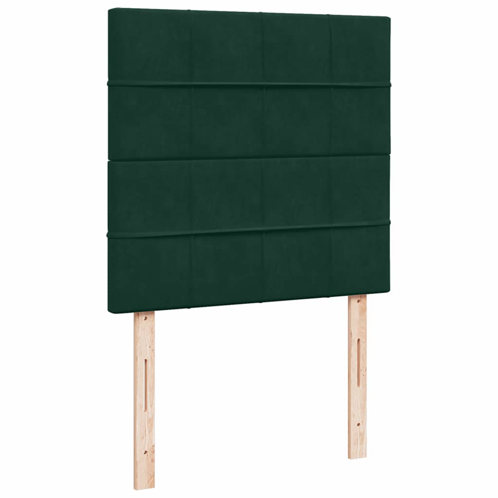 Okvir kreveta s madracima tamnozeleni 80x200cm baršunasti