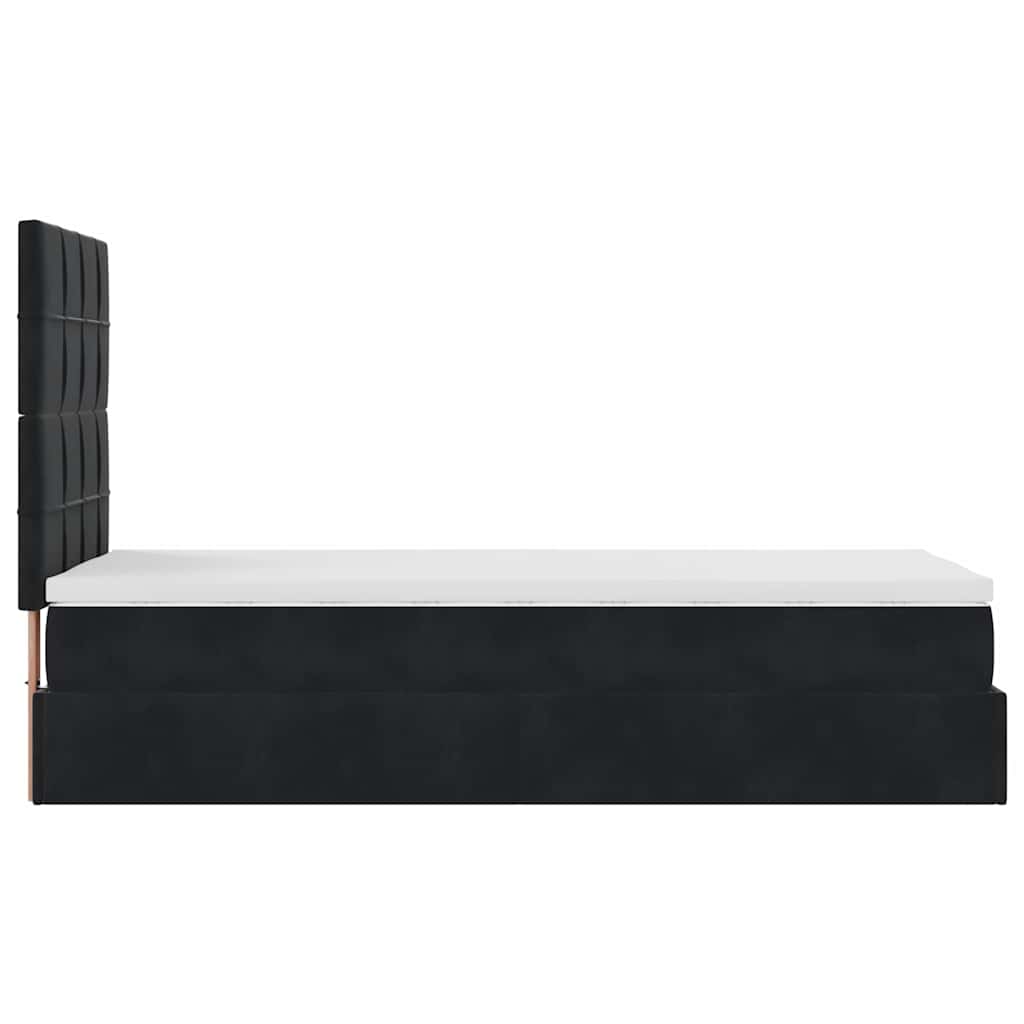 Otomanski okvir kreveta s madracima crni 90x200cm baršunasti