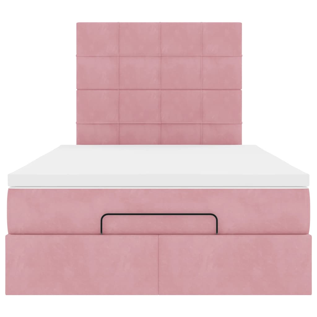 Okvir za krevet s madracima ružičasti 120 x 190 cm baršunasti