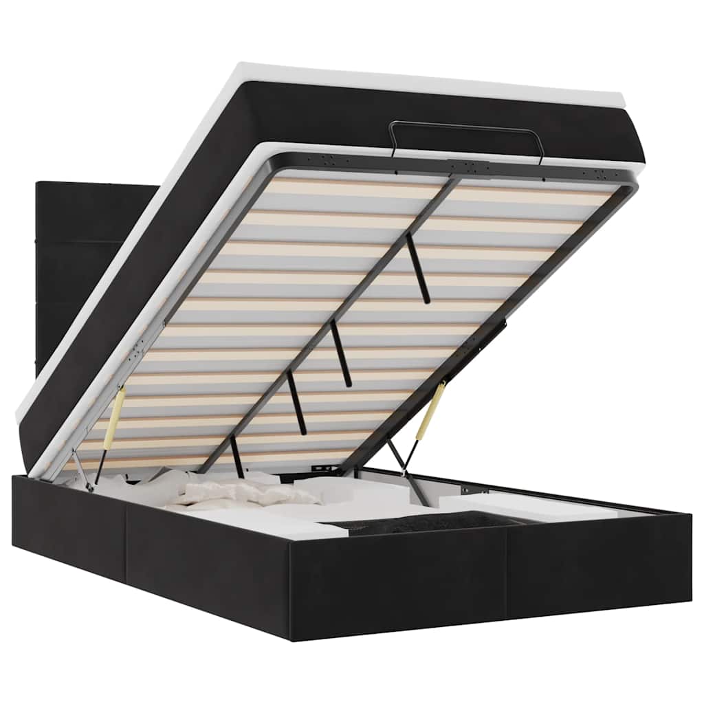 Otomanski krevet s madracima&LED crni 120x200cm baršunasti