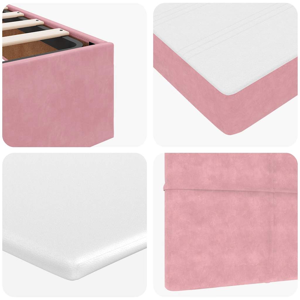 Otomanski krevet s madracima&LED ružičasti 140x190cm baršunasti