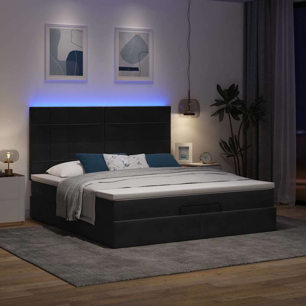 Okvir kreveta s madracima crni 160x200cm baršunasti