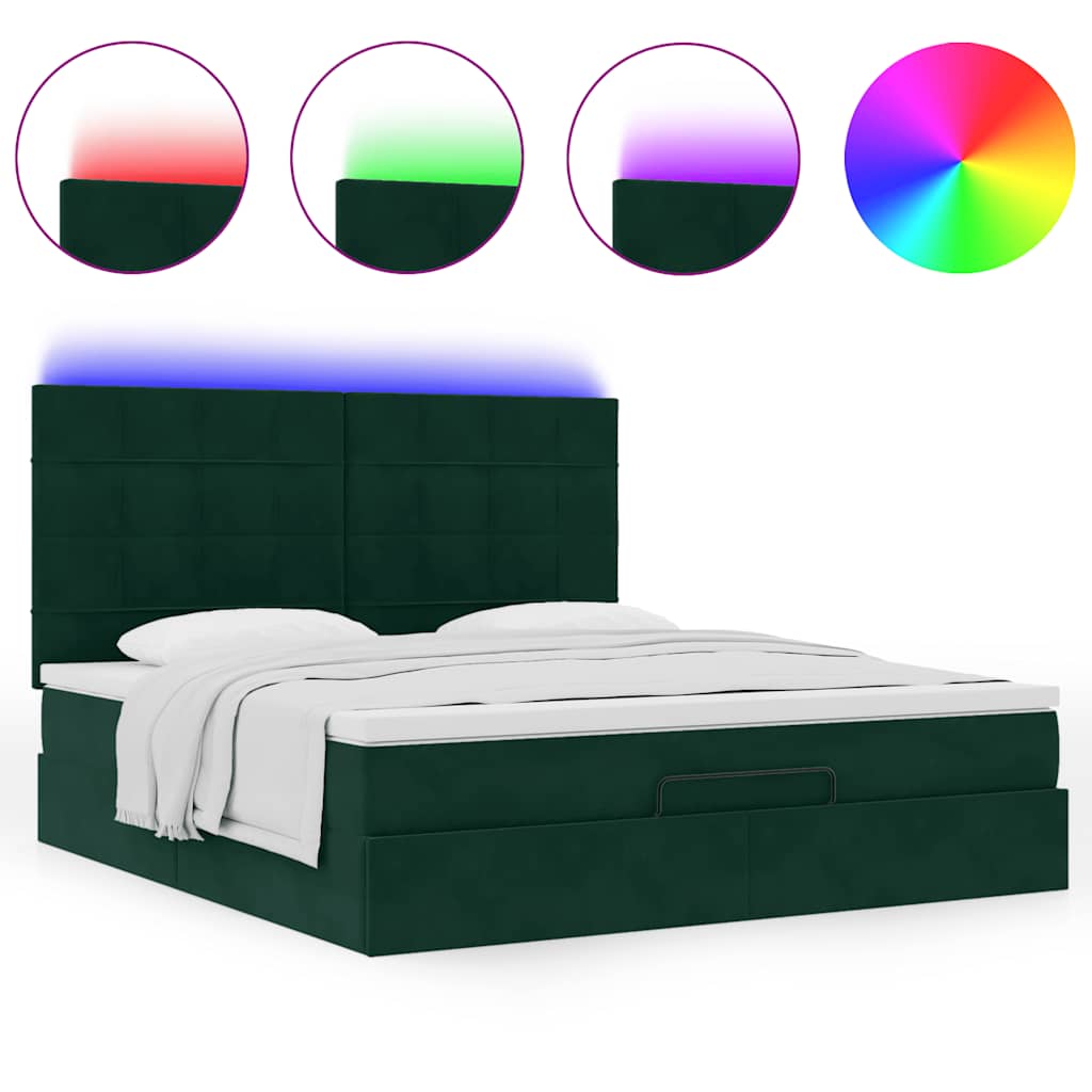 Okvir kreveta s madracima tamnozeleni 160x200cm baršunasti