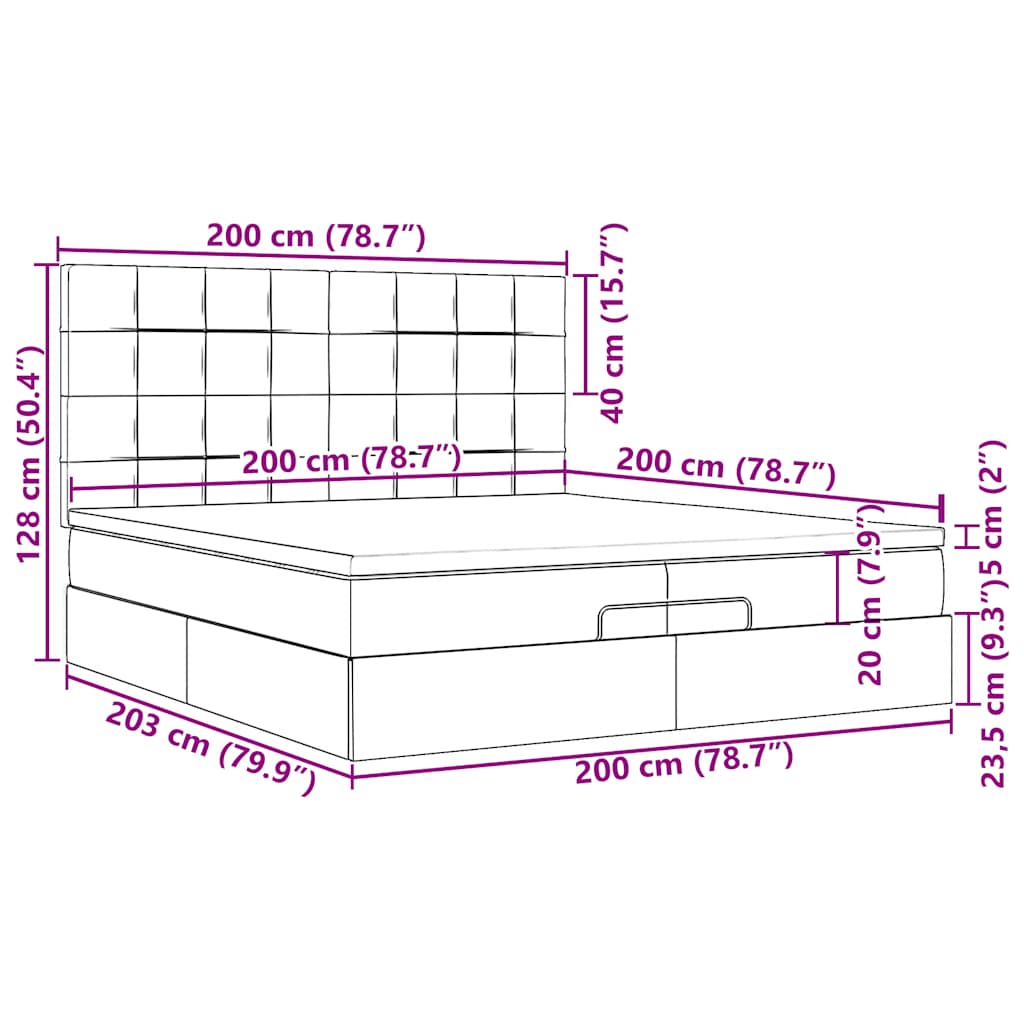 Okvir kreveta s madracima svijetlosivi 200x200cm baršunasti