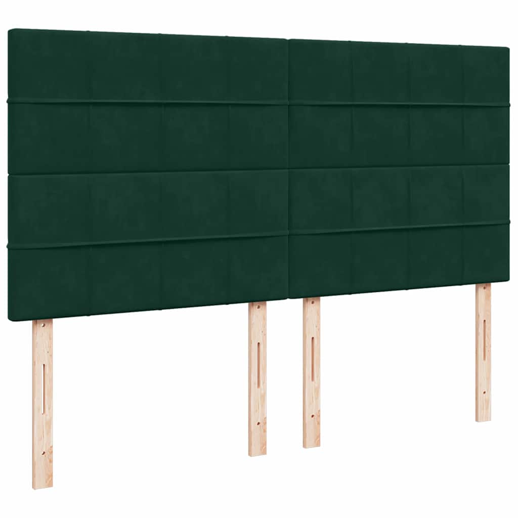 Okvir kreveta s madracima tamnozeleni 200x200cm baršunasti