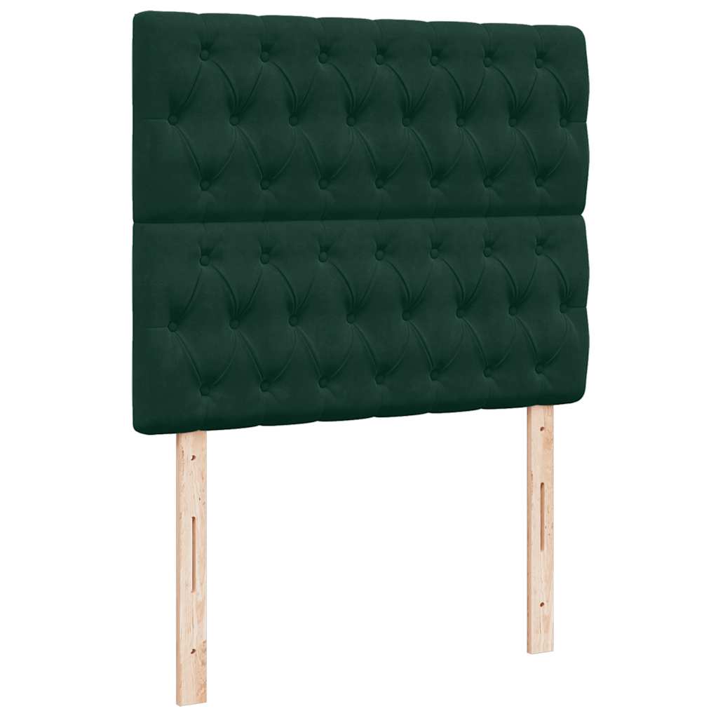 Okvir za krevet s madracima tamnozeleni 120x190 cm baršunasti