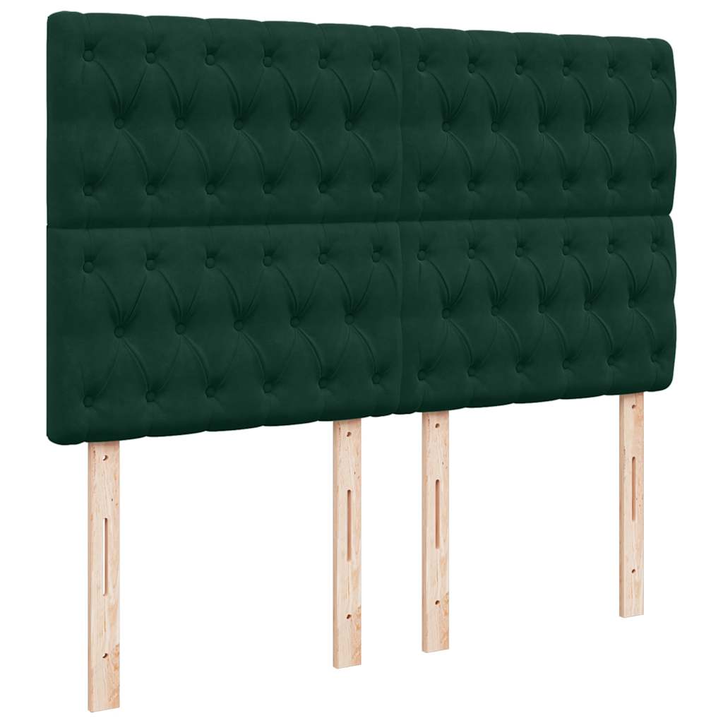 Ottoman krevet s madracima i LED diodama tamnozeleni 140x190 cm baršun