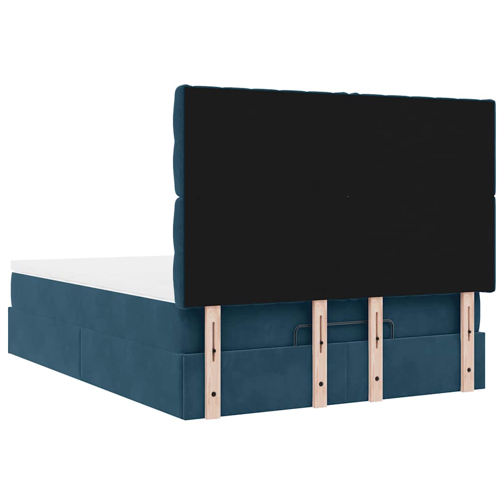 Otomanski krevet s madracima&LED tamnoplavi 140x190cm baršun