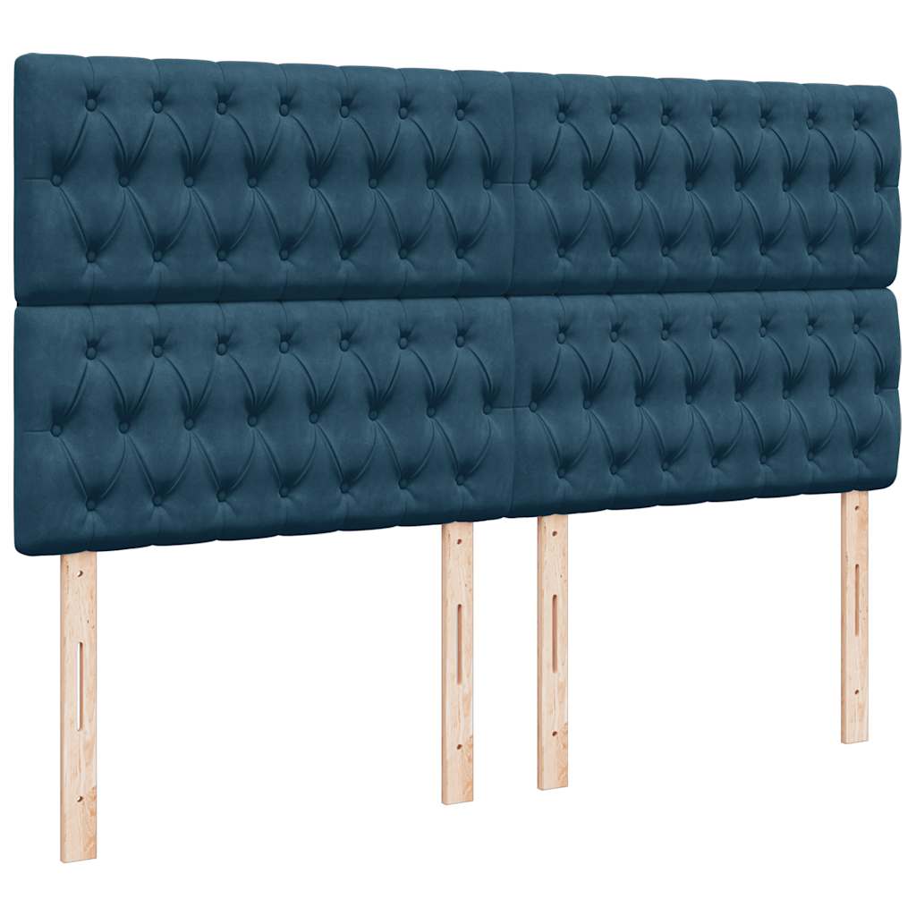 Otomanski okvir kreveta s madracima plavi 200x200cm baršunasti