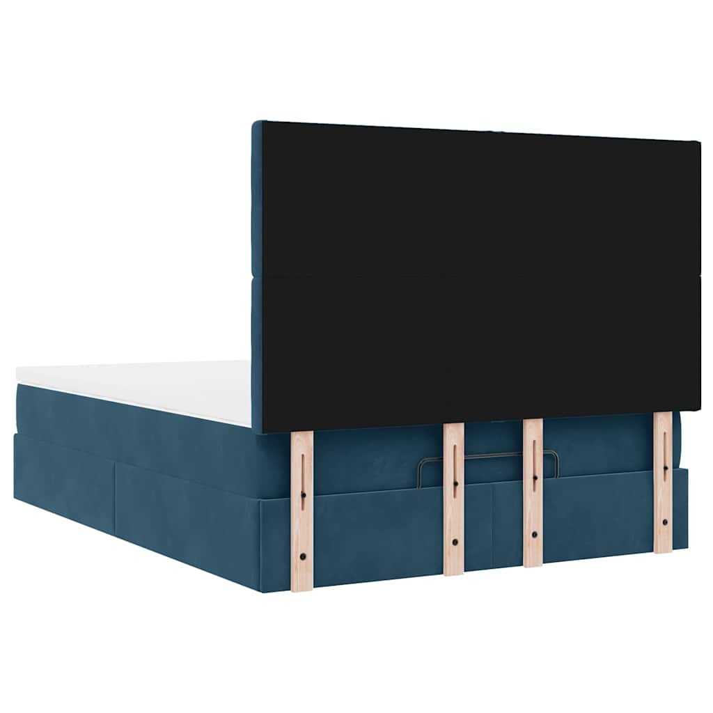 Otomanski krevet s madracima&LED tamnoplavi 140x190cm baršun
