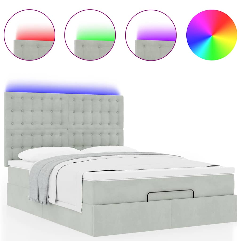 Otomanski krevet s madracima i LED 140x200 cm baršunasti