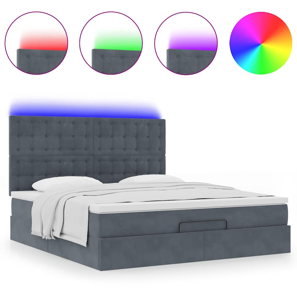 Okvir kreveta s madracima tamnosivi 160x200cm baršunasti
