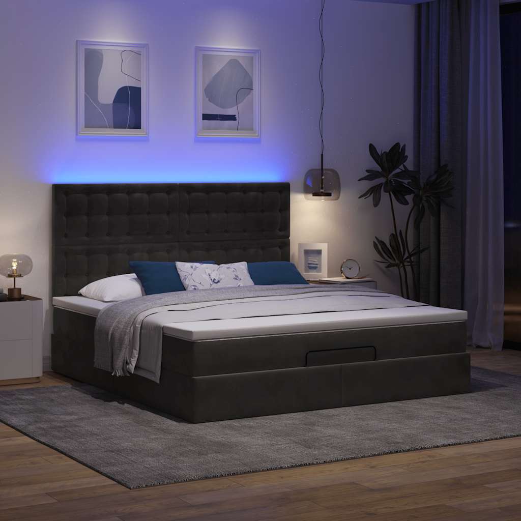 Otomanski okvir kreveta s madracima crni 180x200cm baršunasti