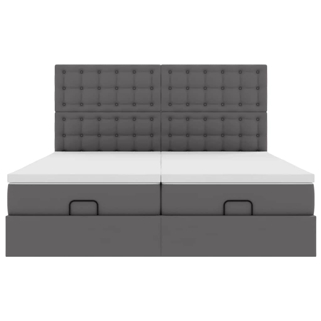 Otomanski krevet s madracima i LED sivi 180x200 cm umjetna koža