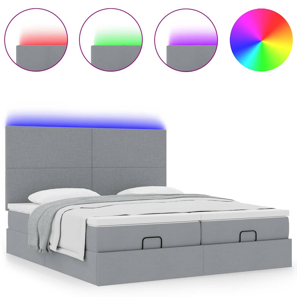 Okvir kreveta s madracima svijetlosivi 160x200cm od tkanine