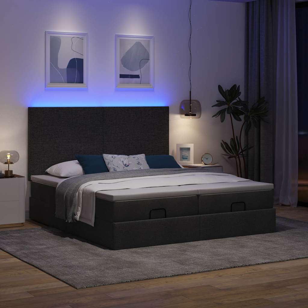 Okvir kreveta s madracima crni 160x200cm od tkanine