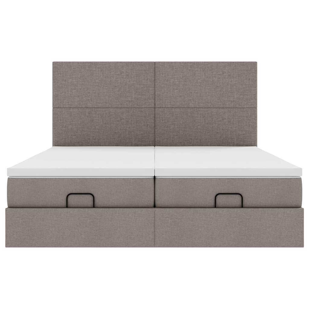 Ottoman krevet s madracima i LED diodama boje taupe 160x200 cm, tkanina