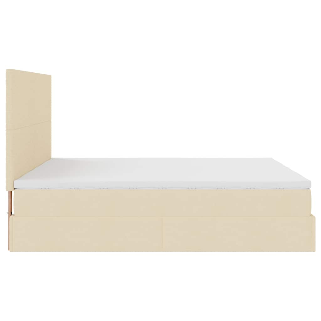Otomanski okvir kreveta s madracima krem 200x200cm od tkanine