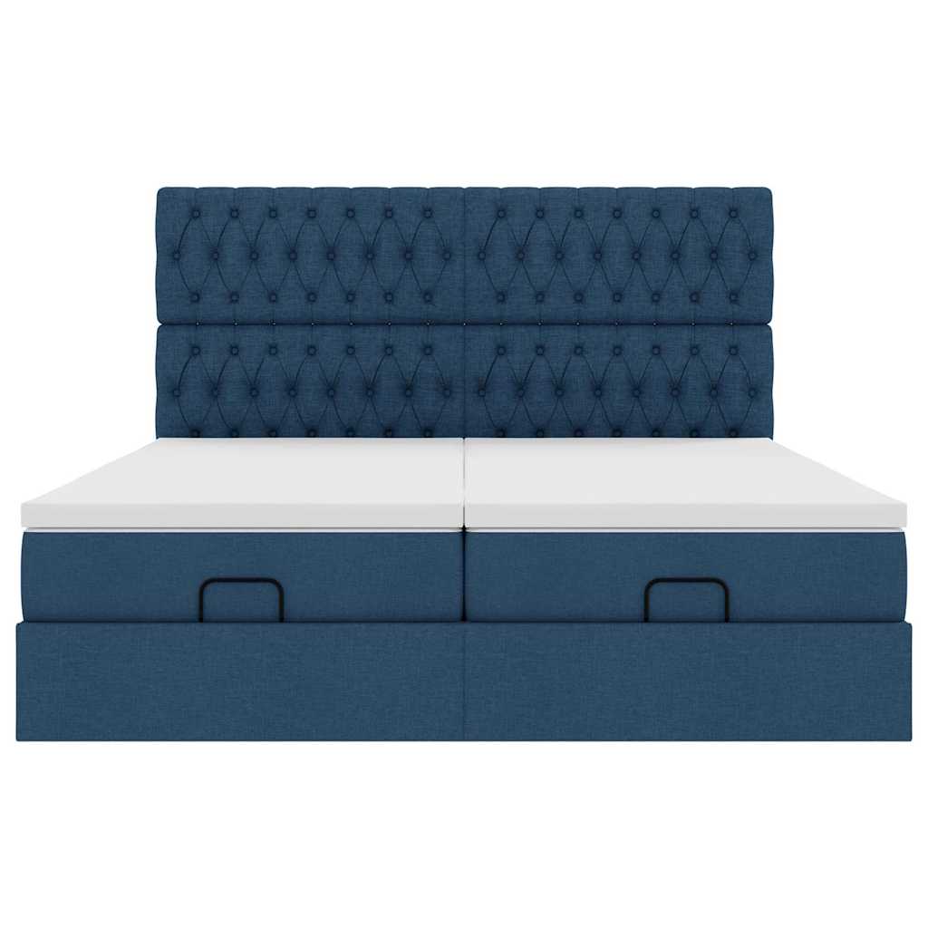 Ottoman krevet s madracima i LED diodama plavi 160x200 cm tkanina