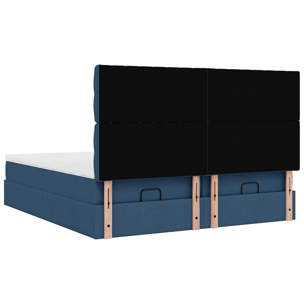 Ottoman krevet s madracima i LED diodama plavi 160x200 cm tkanina