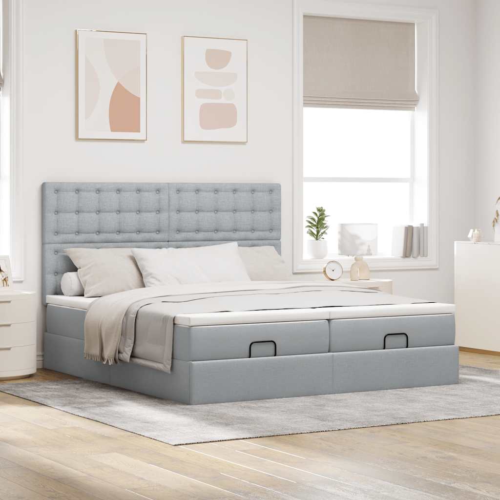 Okvir kreveta s madracima svijetlosivi 160x200cm od tkanine