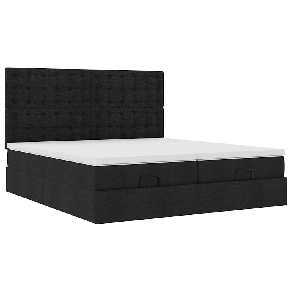 Okvir kreveta s madracima crni 160x200cm od tkanine