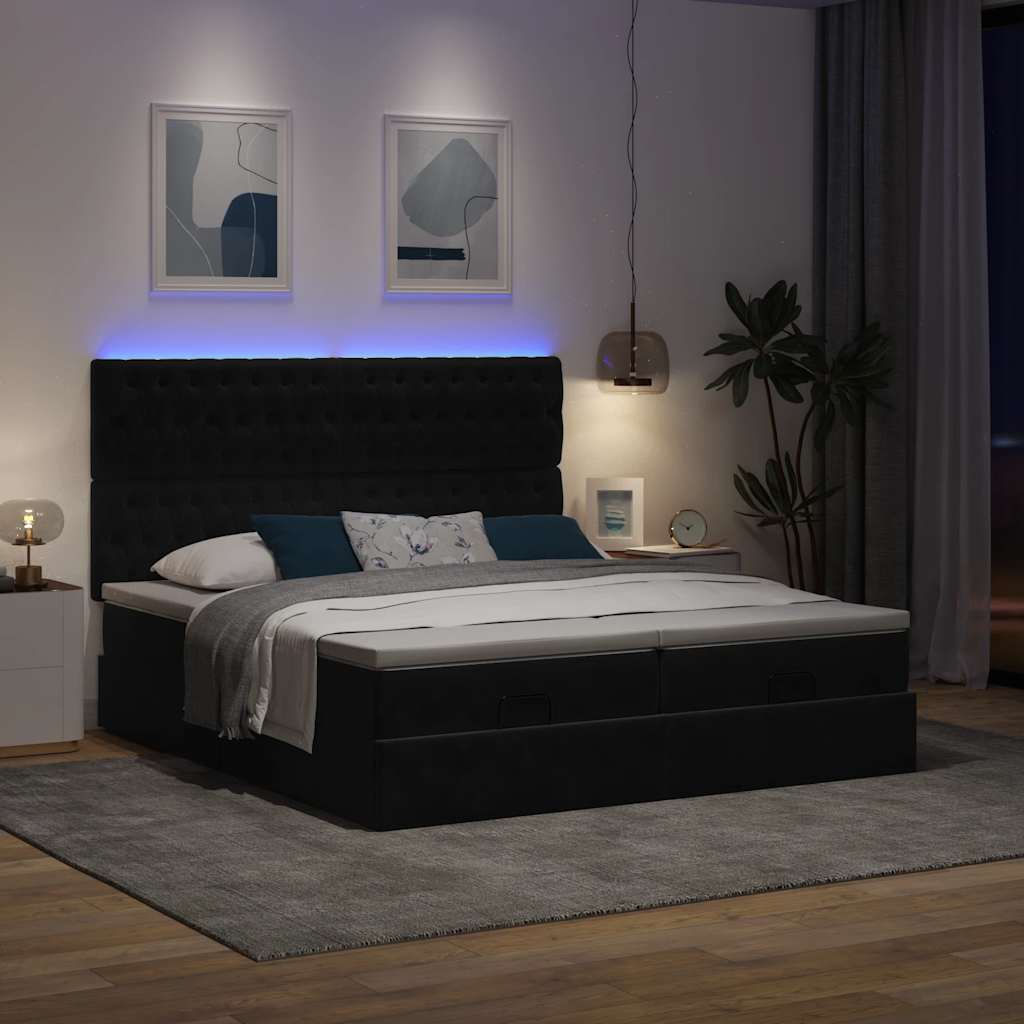 Okvir kreveta s madracima crni 160x200cm baršunasti