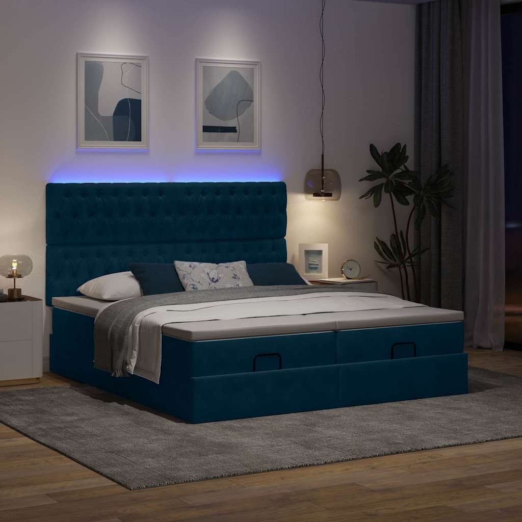 Okvir kreveta s madracima tamnoplavi 160x200cm baršunasti