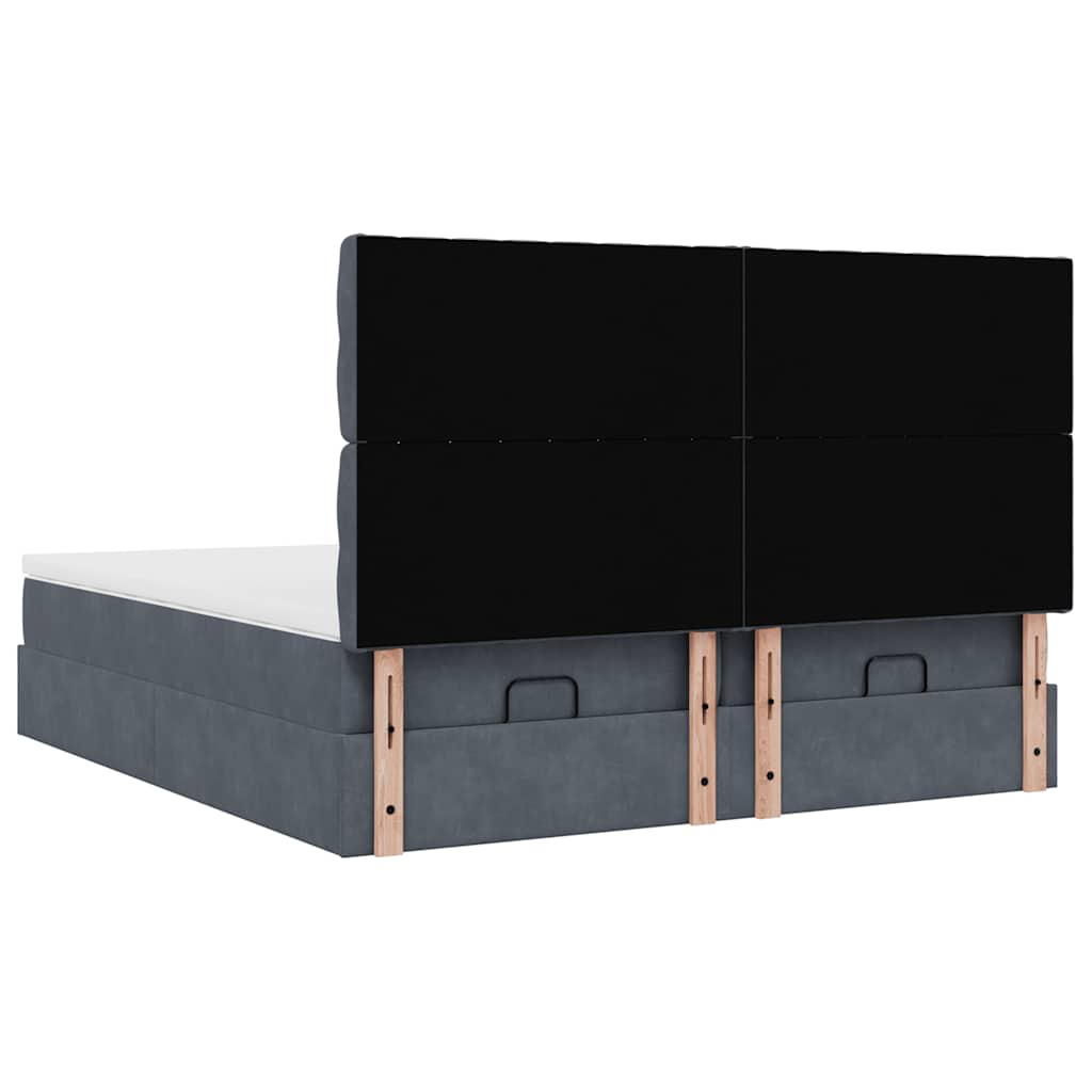 Okvir kreveta s madracima tamnosivi 200x200cm baršunasti