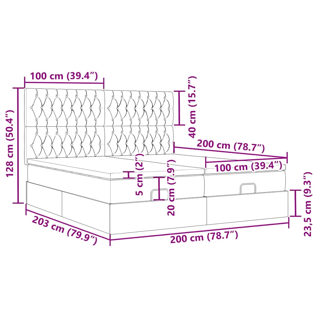 Okvir kreveta s madracima ružičasti 200x200cm baršunasti