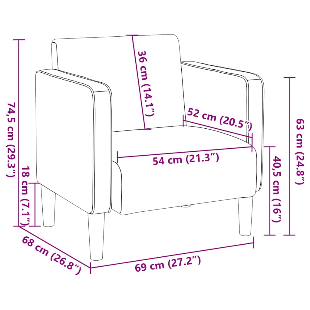Sofa fotelja s naslonima za ruke tamno zelena 54 cm