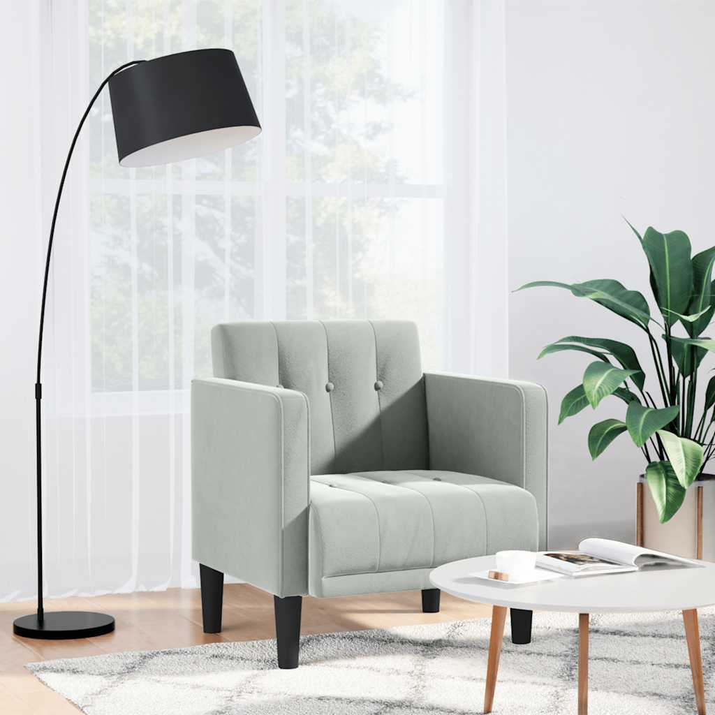 Sofa s naslonima za ruke svijetlosiva 53 cm baršunasta