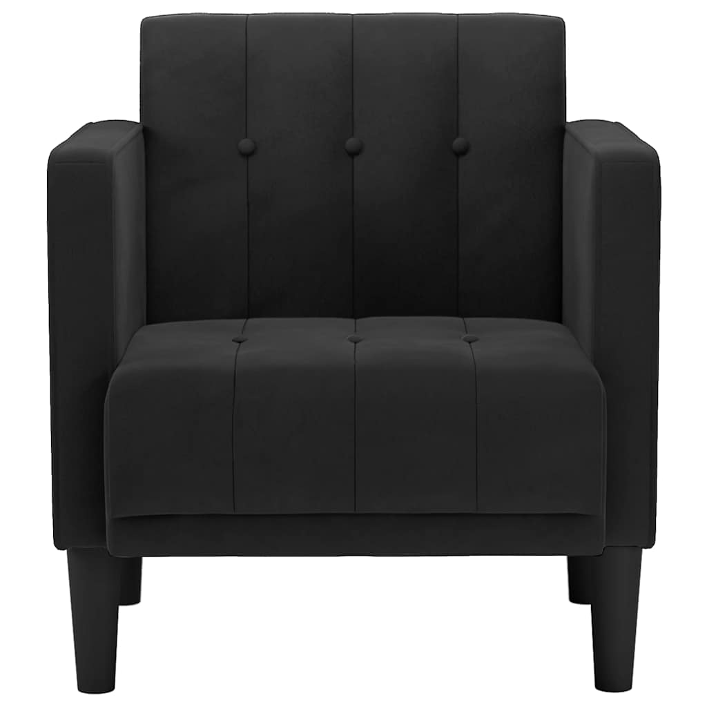 Sofa fotelja s naslonima za ruke crna 53 cm baršunasta