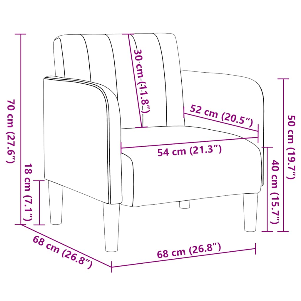 Sofa s naslonima za ruke tamno siva 54 cm baršunasta