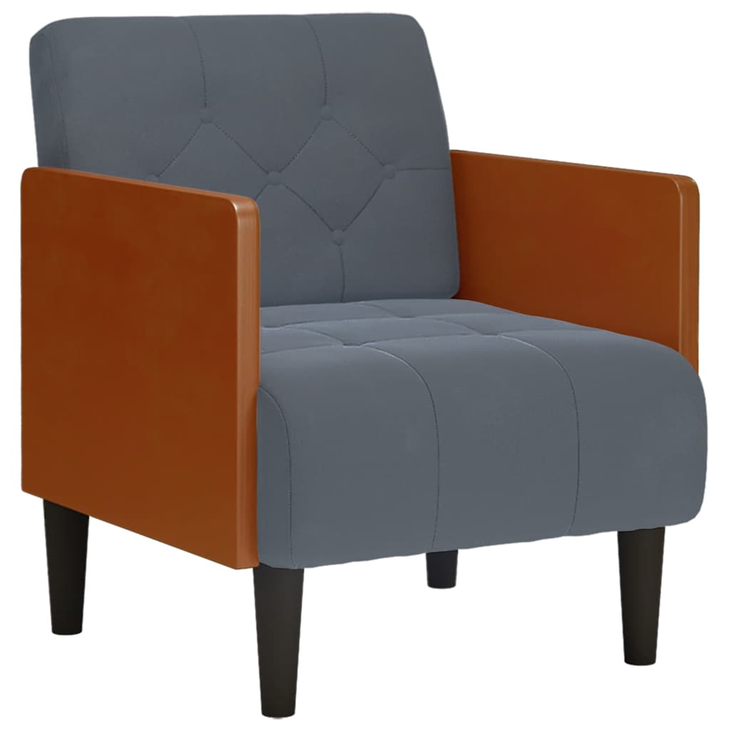 Sofa s naslonima za ruke tamno siva 55 cm baršunasta