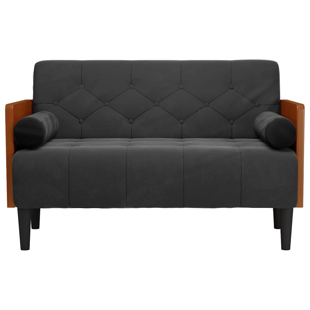 Dvosjed s jastucima, crni, 110 cm, baršun