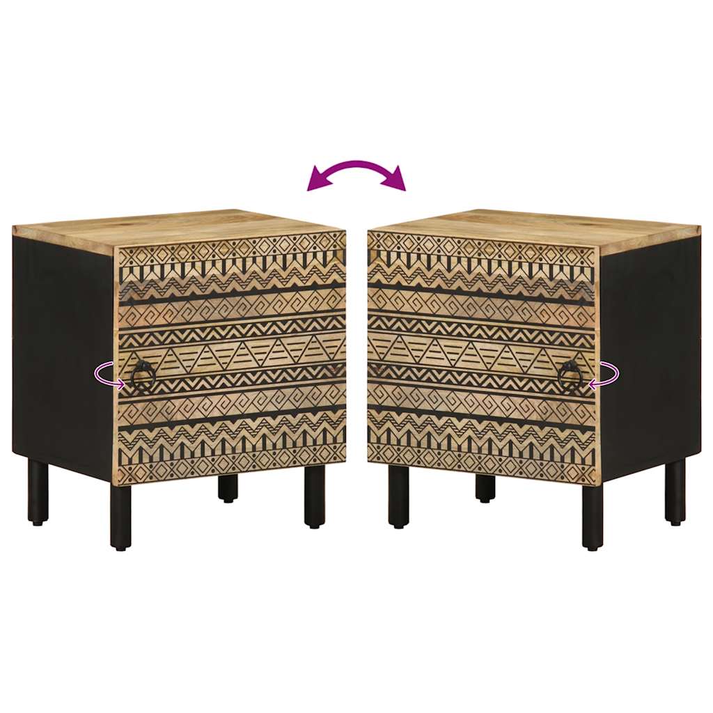 Krevetni ormarić crni 40x33,5x46 cm Puno grubo drvo Mango