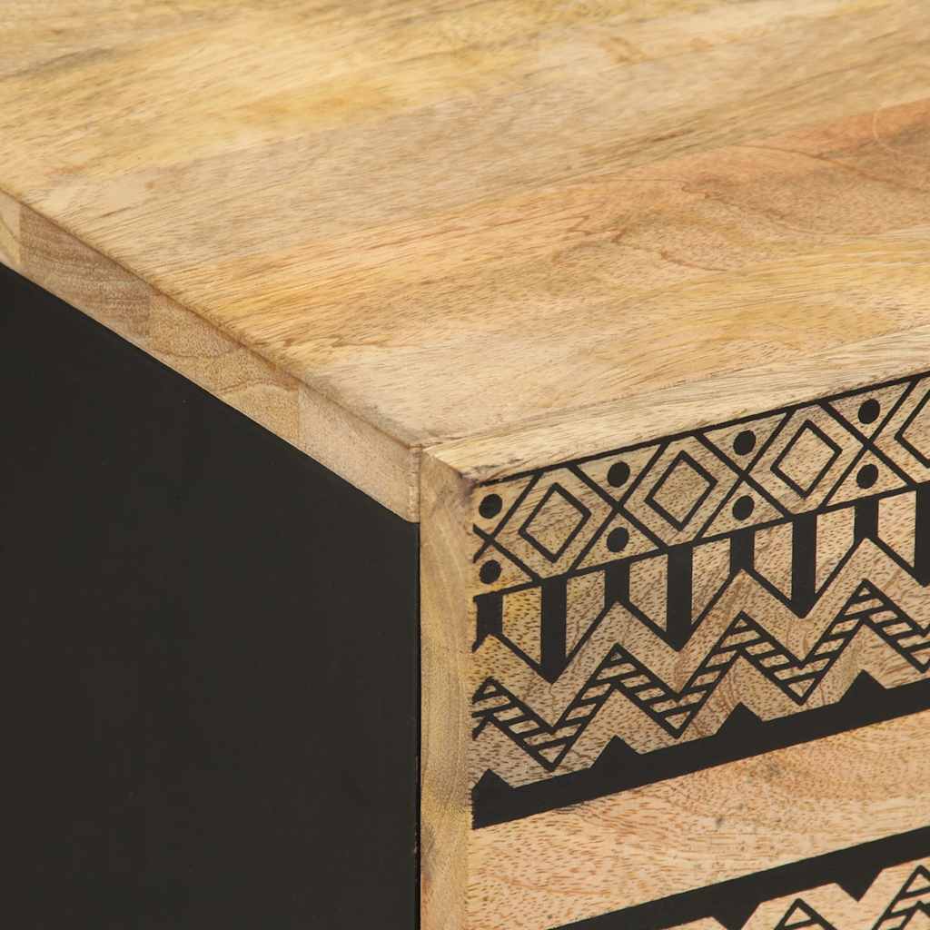 Krevetni ormarić crni 40x33,5x46 cm Puno grubo drvo Mango