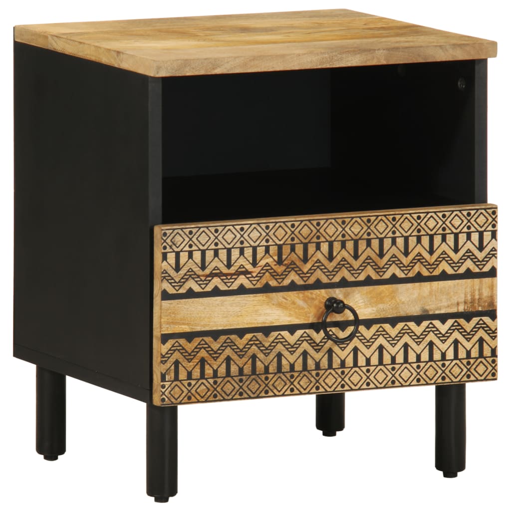 Krevetni ormarić crni 40x33x46 cm Puno grubo drvo Mango