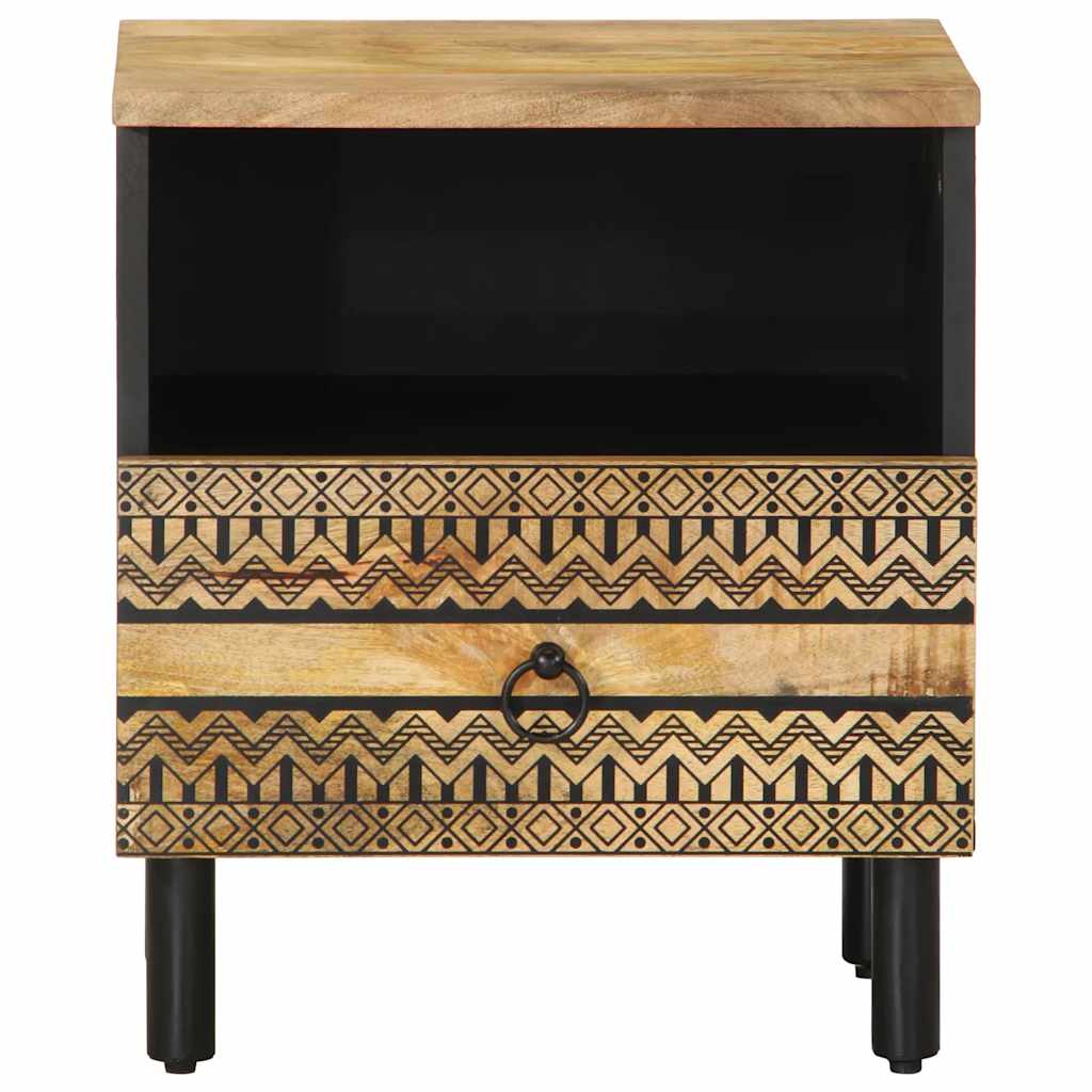 Krevetni ormarić crni 40x33x46 cm Puno grubo drvo Mango