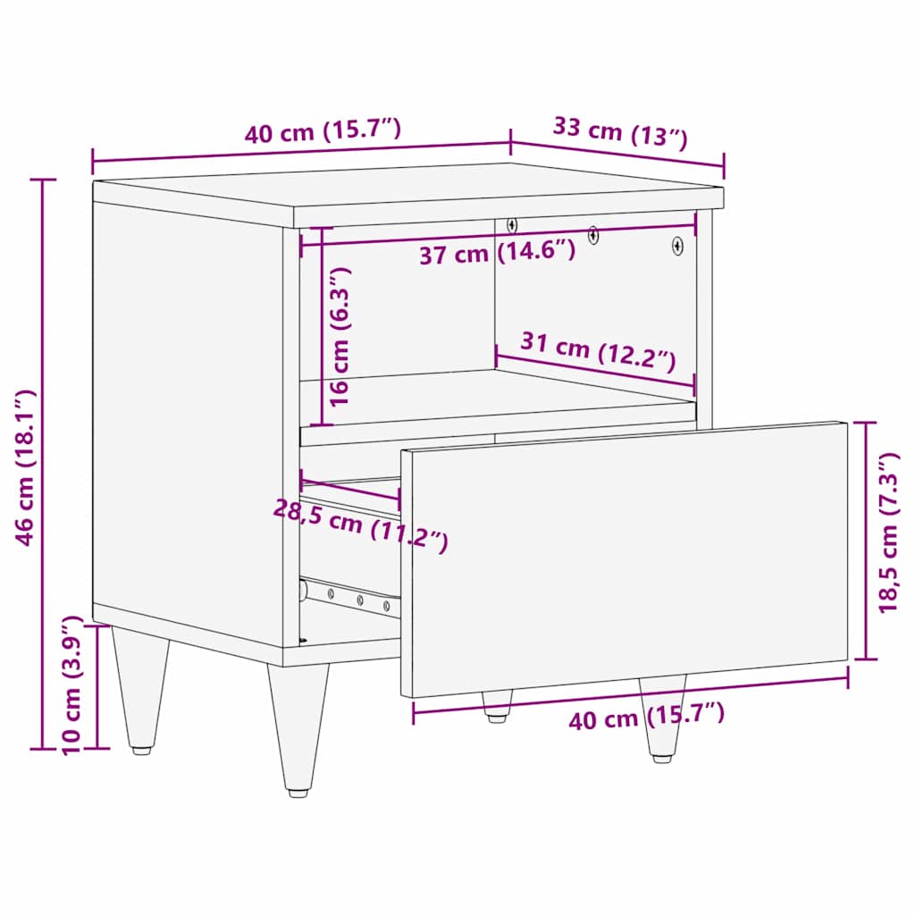 Noćni ormar s ladicama 2 pcs Medeno smeđa 40 x 33 x 46 cm