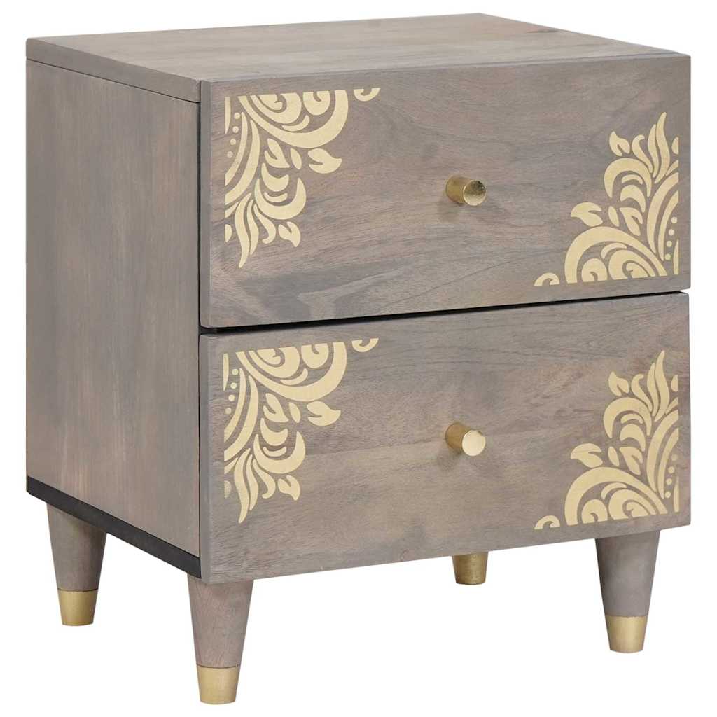 Noćni ormar 2 pcs Siva 40 x 33 x 46 cm Čvrsto drvo manga