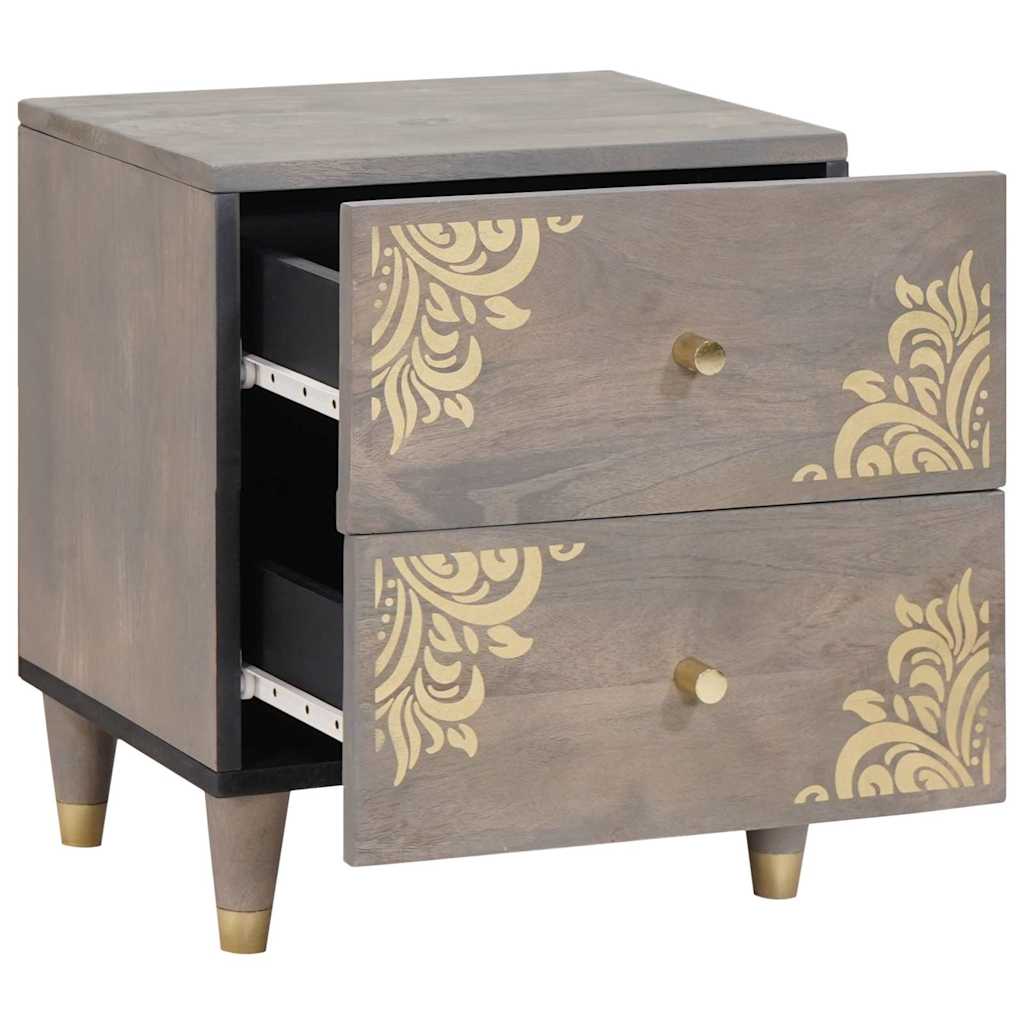 Noćni ormar 2 pcs Siva 40 x 33 x 46 cm Čvrsto drvo manga