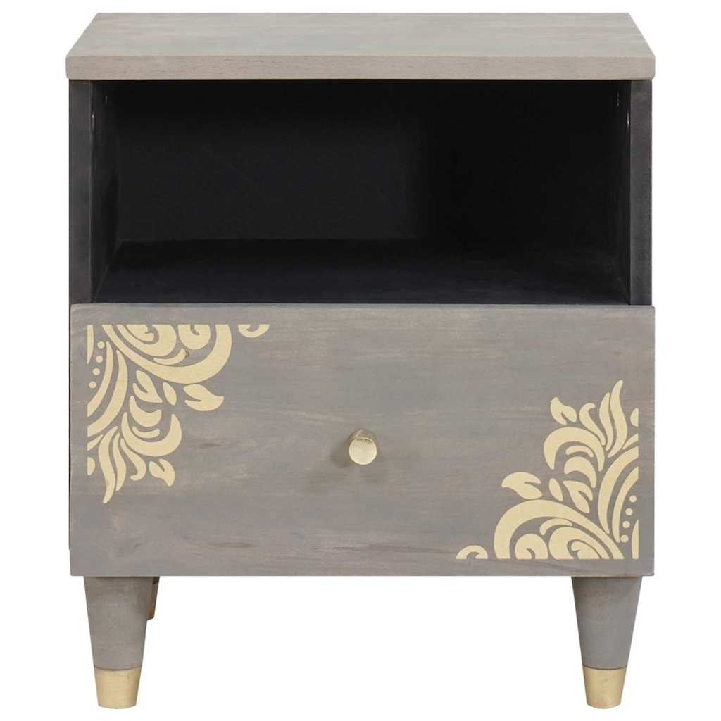 Noćni ormar 2 pcs Siva 40 x 33 x 46 cm Čvrsto drvo manga