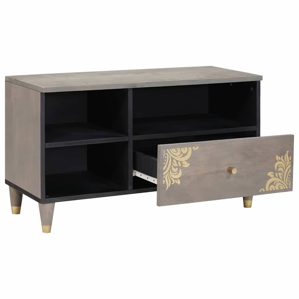 TV ormar s ladicama Siva 80 x 33 x 46 cm Čvrsto drvo manga